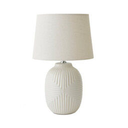 Valuelights Harrison Taper Lamp Shade White Geometric Ribbed Pattern Gloss Medium Table Lamp - thumbnail 8