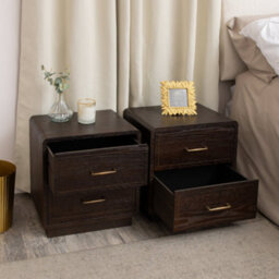 Melody Maison Pair Of Dark Wood 2 Drawer Bedside Tables - Kingsley Range - thumbnail 2