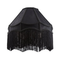 Happy Homewares Traditional Victorian Empire 40Cm Lamp Shade In Jet Black With Tassels - thumbnail 1