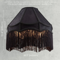 Happy Homewares Traditional Victorian Empire 40Cm Lamp Shade In Jet Black With Tassels - thumbnail 6