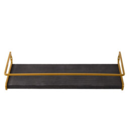 Living And Home Set Of 2 Wall Mounted Floating Shelves Black Paulownia Wood Gold Frame With Towel Rail - thumbnail 4