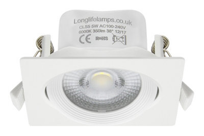 Long Life Lamps Company 5W Adjustable Square Led Recessed Ceiling Downlight 6000K Cls5 - image 1