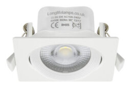 Long Life Lamps Company 5W Adjustable Square Led Recessed Ceiling Downlight 6000K Cls5 - thumbnail 1