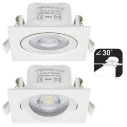 Long Life Lamps Company 5W Adjustable Square Led Recessed Ceiling Downlight 6000K Cls5 - thumbnail 3