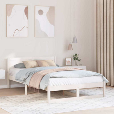 Berkfield Bed Frame White Wood 120 X 200 Cm Durable Minimalist Bed Frame - image 1