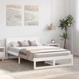 Berkfield Bed Frame White Wood 120 X 200 Cm Durable Minimalist Bed Frame - thumbnail 5