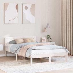 Berkfield Bed Frame White Wood 120 X 200 Cm Durable Minimalist Bed Frame - thumbnail 1