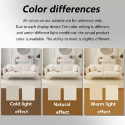 Abrihome Modern 2-Seater Sofa Bed With Gold Legs, 3-Stage Adjustable Backrest, Space-Saving Sofa With Sleeping Function (White) - thumbnail 2