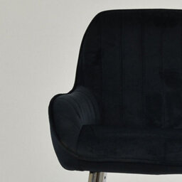 Lakeland Furniture Hamilton Black Velvet Chrome Fixed Base Bar Stool - thumbnail 4