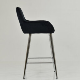 Lakeland Furniture Hamilton Black Velvet Chrome Fixed Base Bar Stool - thumbnail 7