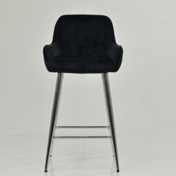 Lakeland Furniture Hamilton Black Velvet Chrome Fixed Base Bar Stool - thumbnail 5