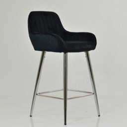 Lakeland Furniture Hamilton Black Velvet Chrome Fixed Base Bar Stool - thumbnail 6