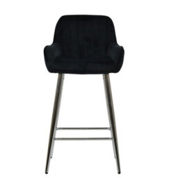 Lakeland Furniture Hamilton Black Velvet Chrome Fixed Base Bar Stool - thumbnail 1
