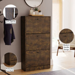Lassic Vida Designs 3 Drawer Shoe Cabinet, Dark Wood - thumbnail 8