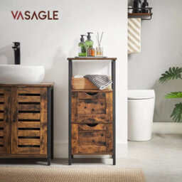 Rustic Bathroom Storage Cabinet With Adjustable Drawers Shelves - thumbnail 4