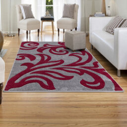 Smart Living Modern Thick Soft Carved Area Rug, Living Room Carpet, Kitchen Floor, Bedroom Soft Rugs 80Cm X 150Cm - Grey Red - thumbnail 1