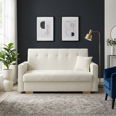 Viva Sonic Iii Sofa Bed In Living Room Particle Board Has Storage Box Wooden Legs 153X100X85Cm Cream - image 1