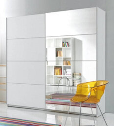 Arte Beta Sliding Door Wardrobe W2000mm H2100mm D600mm - Modern Storage In White Matt - thumbnail 2