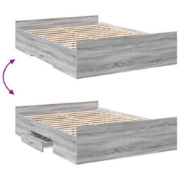 Berkfield Bed Frame With Drawers Without Mattress Grey Sonoma 135X190 Cm Double - thumbnail 7