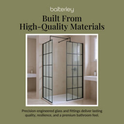 Balterley 8mm Glass Walk In Wetroom Screens With Matt Black Framed Design And White Shower Tray - 1200 X 800mm - thumbnail 7