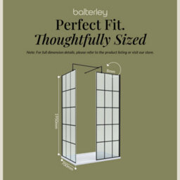 Balterley 8mm Glass Walk In Wetroom Screens With Matt Black Framed Design And White Shower Tray - 1200 X 800mm - thumbnail 5