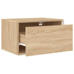 Berkfield Wall-Mounted Bedside Cabinets With Led Lights 2 Pcs Sonoma Oak - thumbnail 7