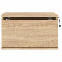 Berkfield Wall-Mounted Bedside Cabinets With Led Lights 2 Pcs Sonoma Oak - thumbnail 8