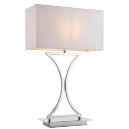 2 Pack Modern Table Lamp Light Chrome Metal & White Shade Square Desk Sideboard - thumbnail 4