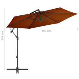Berkfield Cantilever Umbrella With Aluminium Pole Terracotta 300 Cm - thumbnail 8