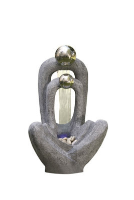 Outdoor Living UK Aqua Creations Meditating Couple 2 S/s Spheres Mains Plugin Powered Water Feature - image 1