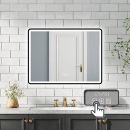 Probaty Bathrooms 3-Color Led Mirror Backlit,80X60Cm With Bluetooth And Clock,memory Function,anti-Fog Wall Black Framed Mirror - thumbnail 8