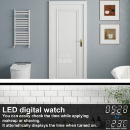 Probaty Bathrooms 3-Color Led Mirror Backlit,80X60Cm With Bluetooth And Clock,memory Function,anti-Fog Wall Black Framed Mirror - thumbnail 4