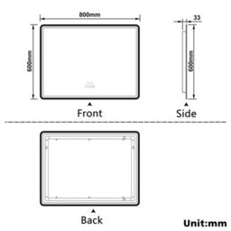 Probaty Bathrooms 3-Color Led Mirror Backlit,80X60Cm With Bluetooth And Clock,memory Function,anti-Fog Wall Black Framed Mirror - thumbnail 9
