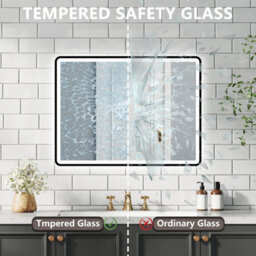 Probaty Bathrooms 3-Color Led Mirror Backlit,80X60Cm With Bluetooth And Clock,memory Function,anti-Fog Wall Black Framed Mirror - thumbnail 7