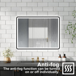 Probaty Bathrooms 3-Color Led Mirror Backlit,80X60Cm With Bluetooth And Clock,memory Function,anti-Fog Wall Black Framed Mirror - thumbnail 6
