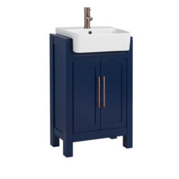 Homestylestore 550mm Navy Blue Floorstanding Bathroom Vanity Unit With Aged Bronze T Bar Handles - thumbnail 1