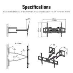 "32""-70"" Corner Full Motion Articulating Tv Wall Mount Bracket 50Kg  600X400" - thumbnail 2
