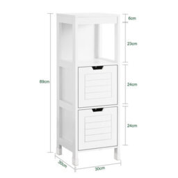 Sobuy Frg127-W, Bathroom Cabinet Storage Cabinet With 1 Shelf And 2 Drawers,white,w30Xd30Xh90 - thumbnail 3