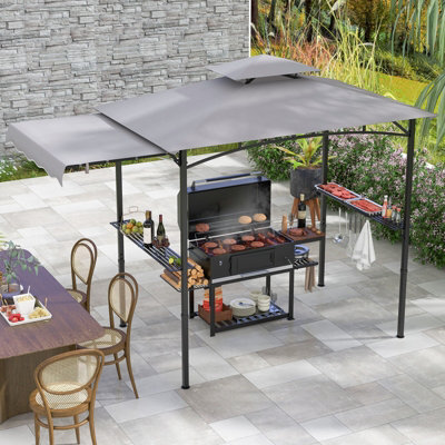 Costway 318 X 153 Cm Grill Bbq Gazebo W/ Side Awning Outdoor Barbecue Canopy Grilling Shelter - image 1