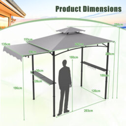 Costway 318 X 153 Cm Grill Bbq Gazebo W/ Side Awning Outdoor Barbecue Canopy Grilling Shelter - thumbnail 3