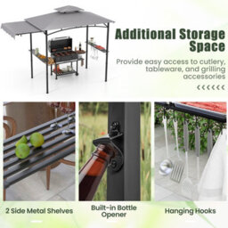 Costway 318 X 153 Cm Grill Bbq Gazebo W/ Side Awning Outdoor Barbecue Canopy Grilling Shelter - thumbnail 7