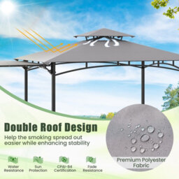 Costway 318 X 153 Cm Grill Bbq Gazebo W/ Side Awning Outdoor Barbecue Canopy Grilling Shelter - thumbnail 6