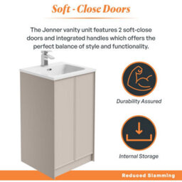 Plum&clay Jenner Light Pink Freestanding Vanity Unit & Basin Set (W)500mm (H)855mm - thumbnail 3