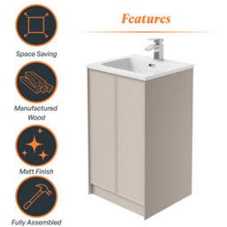 Plum&clay Jenner Light Pink Freestanding Vanity Unit & Basin Set (W)500mm (H)855mm - thumbnail 5