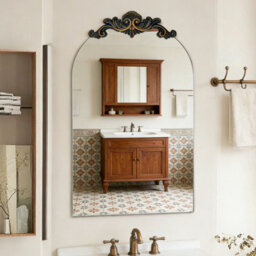 Artloge 60X94.5Cm Arched Wall Mirror Window Decorative Ornate Scroll Carved Baroque Mirror - thumbnail 5