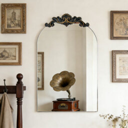 Artloge 60X94.5Cm Arched Wall Mirror Window Decorative Ornate Scroll Carved Baroque Mirror - thumbnail 6