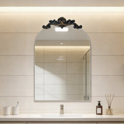 Artloge 60X94.5Cm Arched Wall Mirror Window Decorative Ornate Scroll Carved Baroque Mirror - thumbnail 7