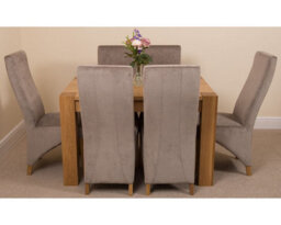 That's Furniture Kuba 125 X 80 Cm Chunky Oak Small Dining Table And 6 Chairs Dining Set With Lola Grey Fabric Chairs - thumbnail 2