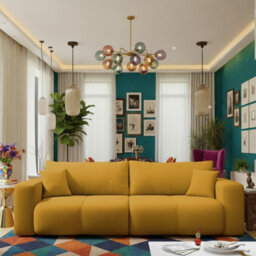 Furyn 3 Seater Sofa Bed With 2 Bedding Storage Compartments 135 X 202Cm Sleep Area Freestanding Upholstered Back Mustard - thumbnail 1