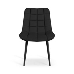 More4Homes Set Of 8 Nova Modern Faux Leather Dining Chair Padded Seat Metal Legs Kitchen (Black) - thumbnail 3